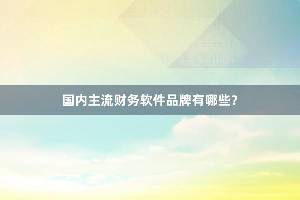 国内主流财务软件品牌有哪些？